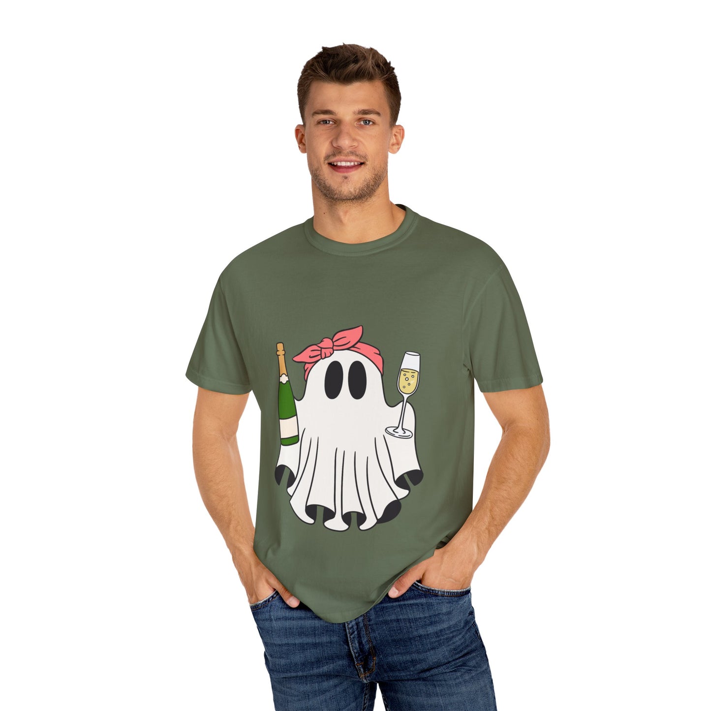 Ghost with a Champagne Unisex Garment-Dyed T-shirt