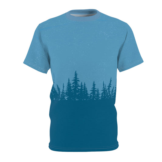 Blue Pine Trees Unisex Cut & Sew Tee (AOP)