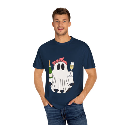 Ghost with a Champagne Unisex Garment-Dyed T-shirt